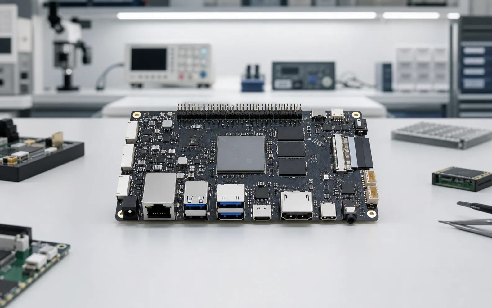 Embedded SBC board in an electronics lab
